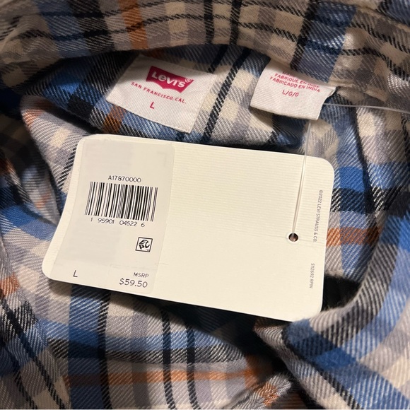 NEW Size Large Levis Kenna Menswear Plaid Flannel Oversized Button Up Shirt - Picture 9 of 10